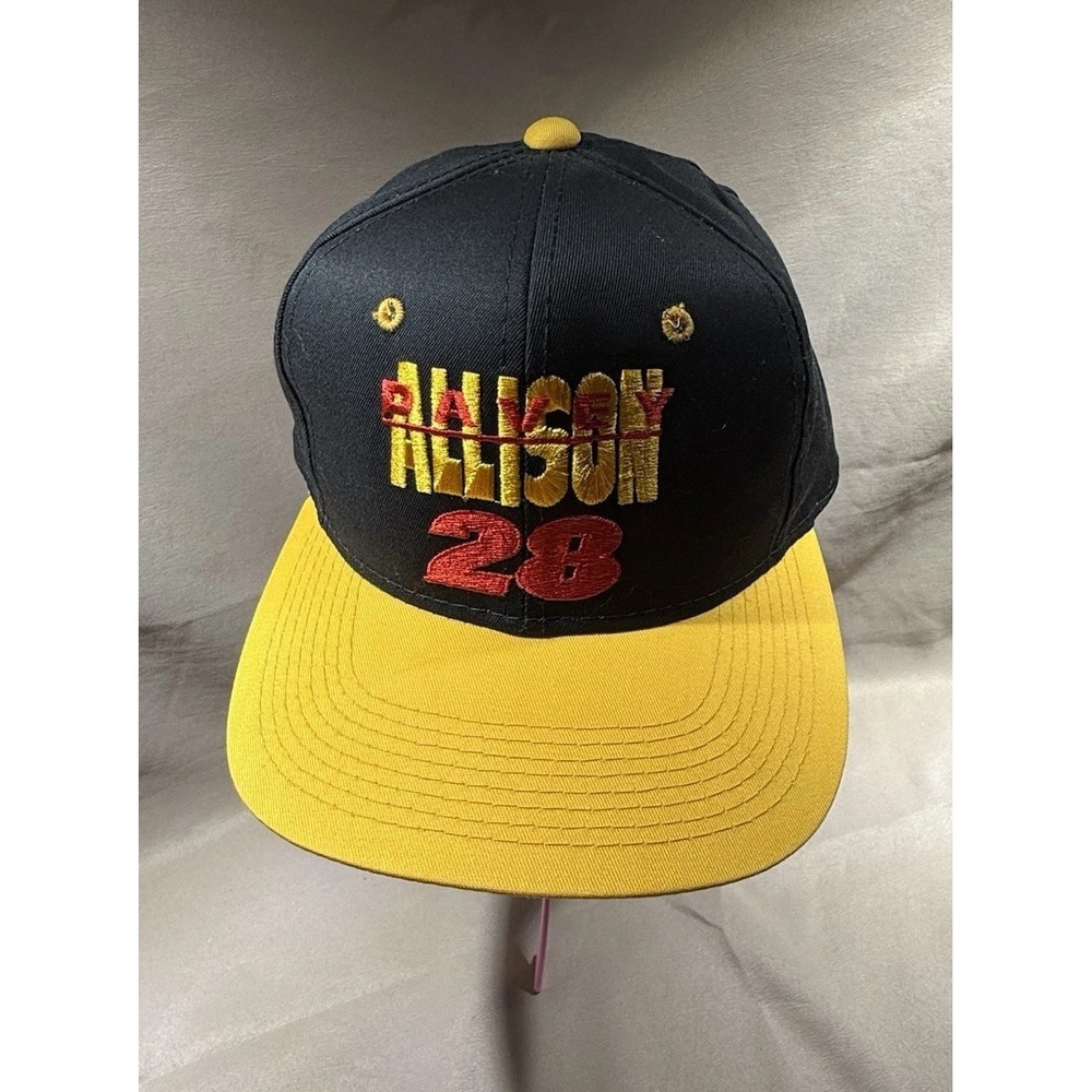 VTG Davey Allison Hat Cap Youngan Snap Back Texaco Nascar 28 Script Black